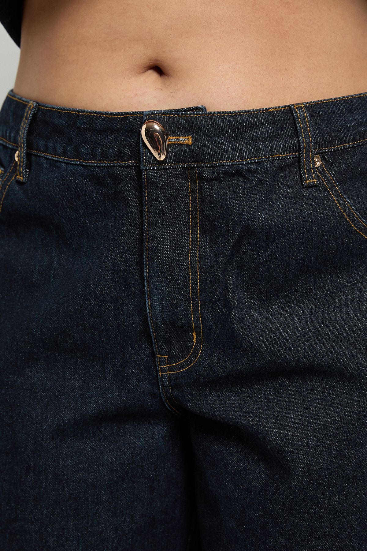 Plus Contrast Stitch Denim Wide Leg Jean - Image 4