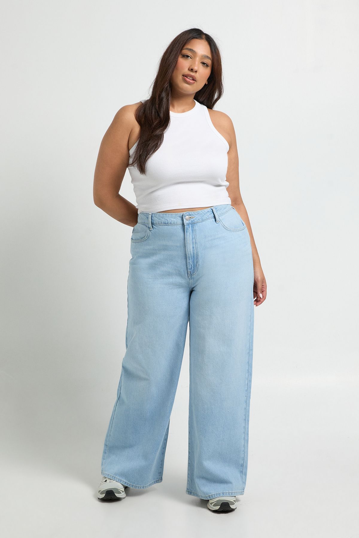 Plus Basics High Waist Wide Leg Jean