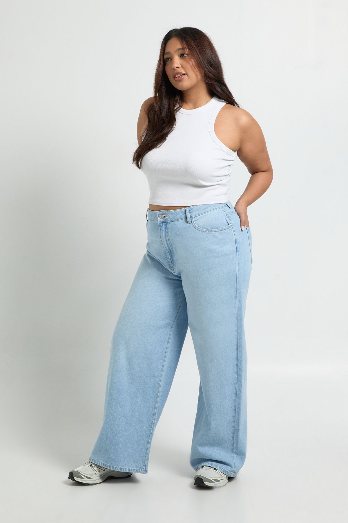 Plus Basics High Waist Wide Leg Jean - Image 3