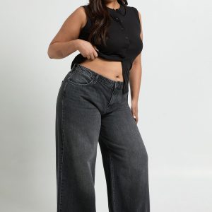 Plus Basics Mid Waist Boyfriend Jean