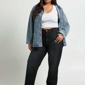 Plus Basics High Waist Mom Jean