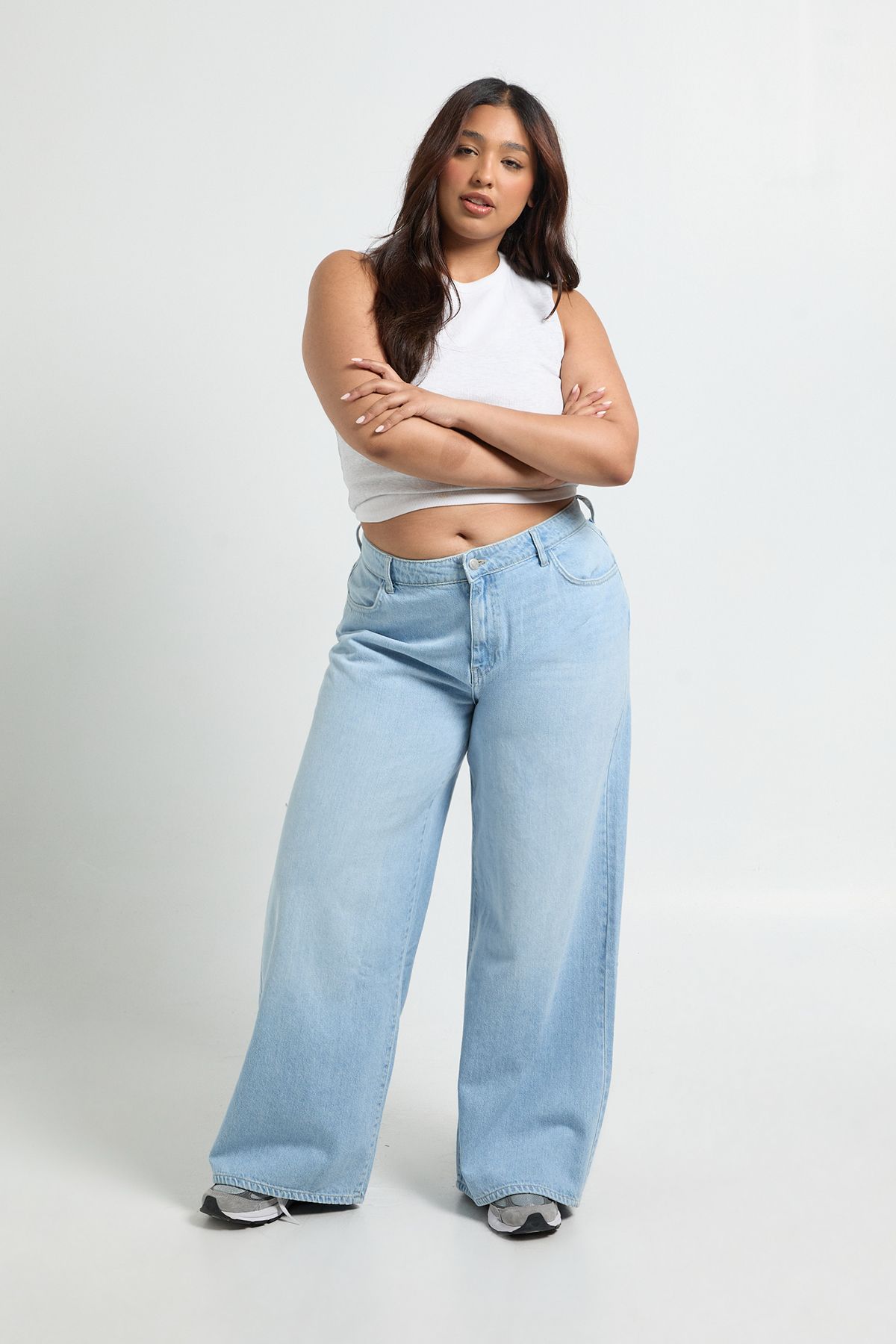 Plus Basics Mid Waist Boyfriend Jean