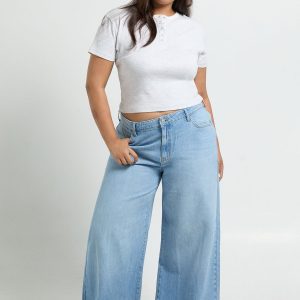 Plus Basics Mid Waist Boyfriend Jean