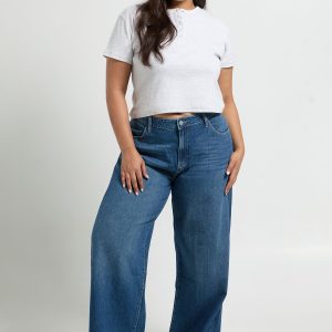 Plus Basics Mid Waist Boyfriend Jean