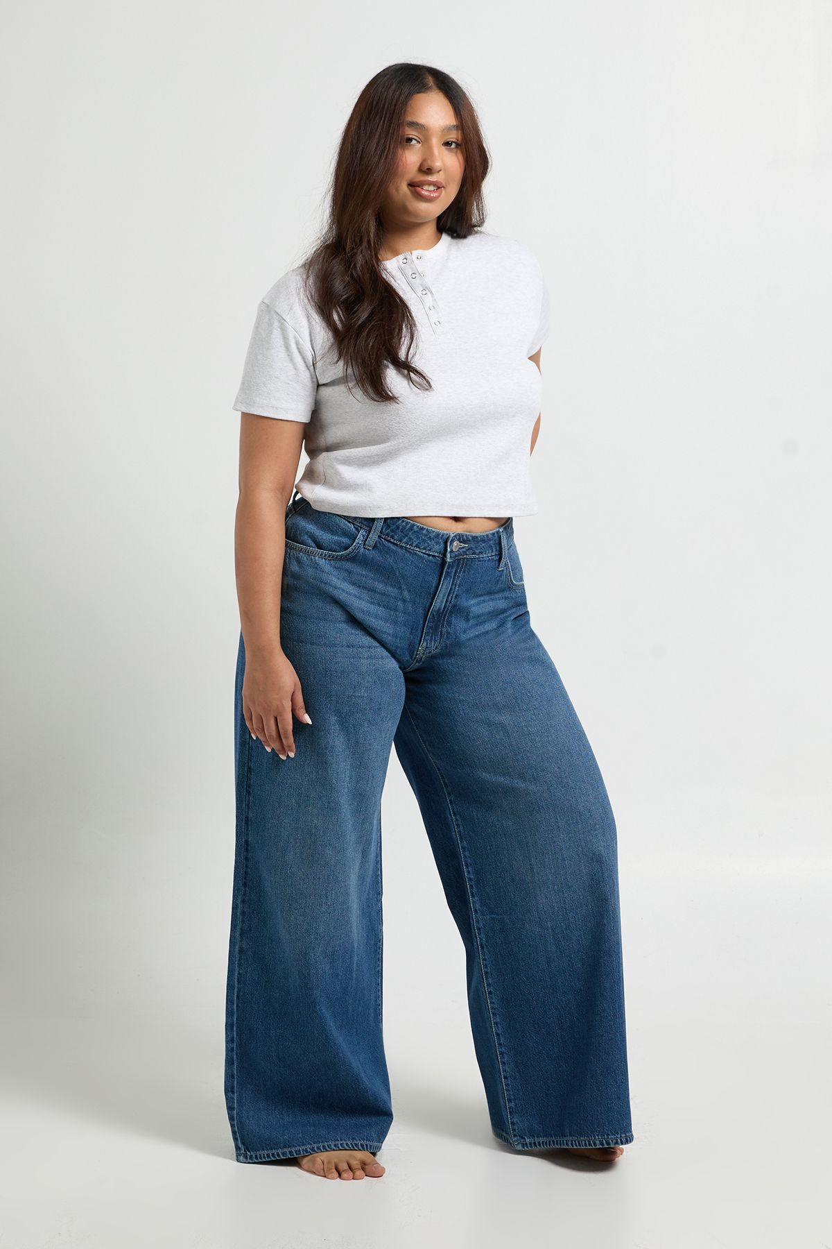 Plus Basics Mid Waist Boyfriend Jean - Image 3