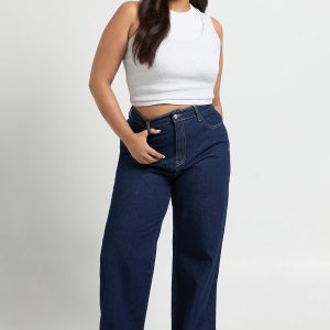 Plus Basics High Waist Straight Leg Jean