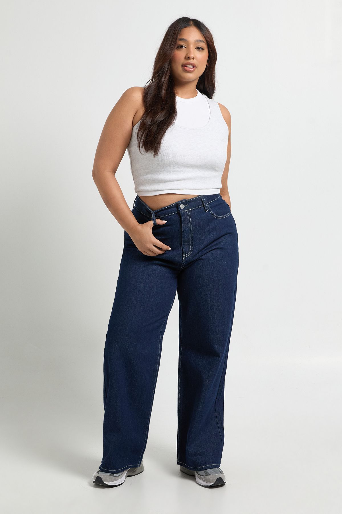 Plus Basics High Waist Straight Leg Jean