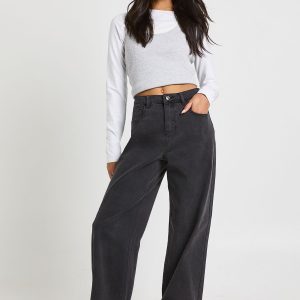 Turn Up High Waist Wide Leg Jean