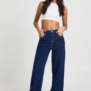 Turn Up High Waist Wide Leg Jean