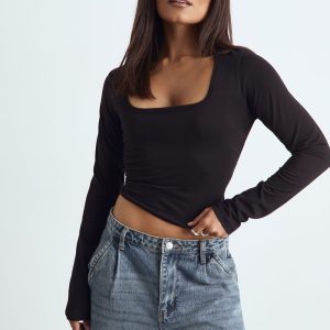 Basic Square Neck Long Sleeve Top