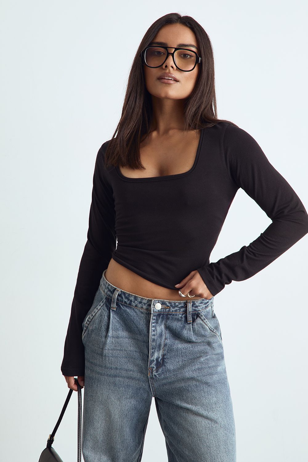 Basic Square Neck Long Sleeve Top