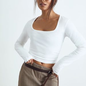 Basic Square Neck Long Sleeve Top