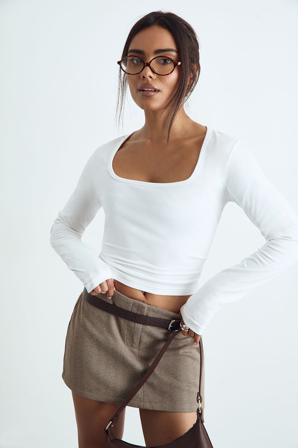 Basic Square Neck Long Sleeve Top