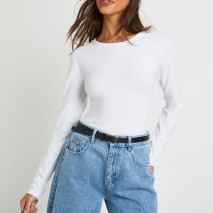Basic Long Sleeve Fitted Longline Top