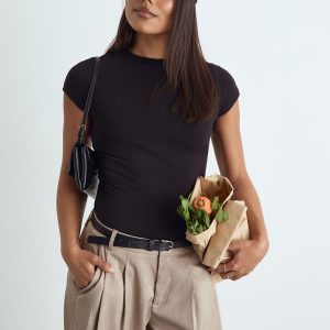 Basic Short Sleeve Longline Fitted Top
