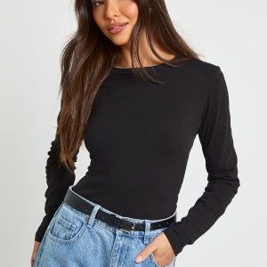 Basic Long Sleeve Fitted Longline Top