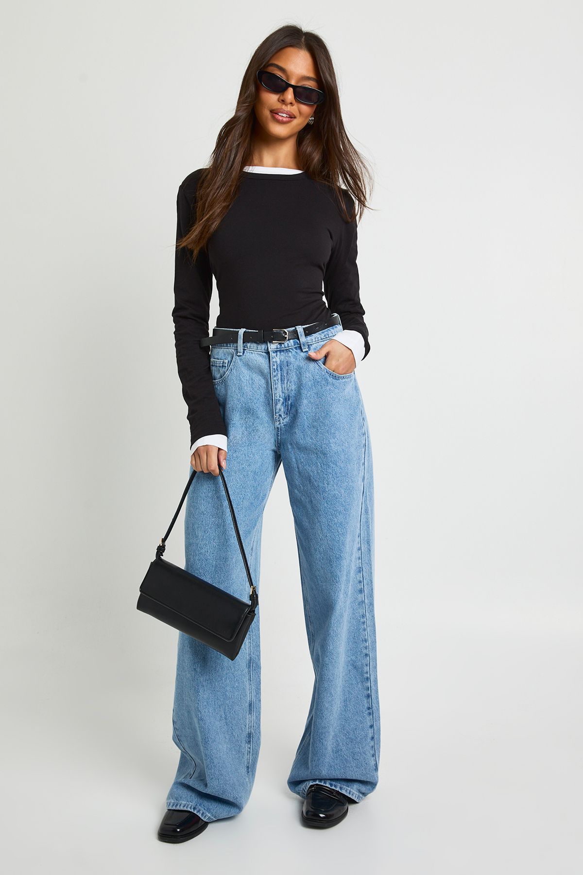 Basic Long Sleeve Fitted Longline Top - Image 3