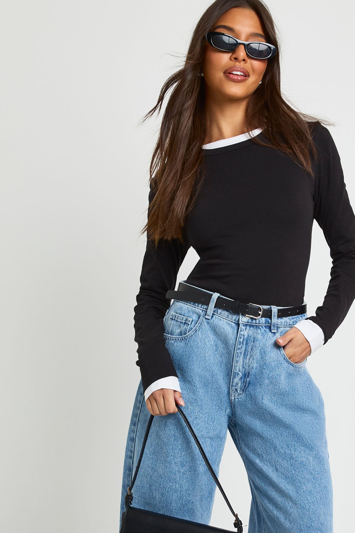 Basic Long Sleeve Fitted Longline Top - Image 4