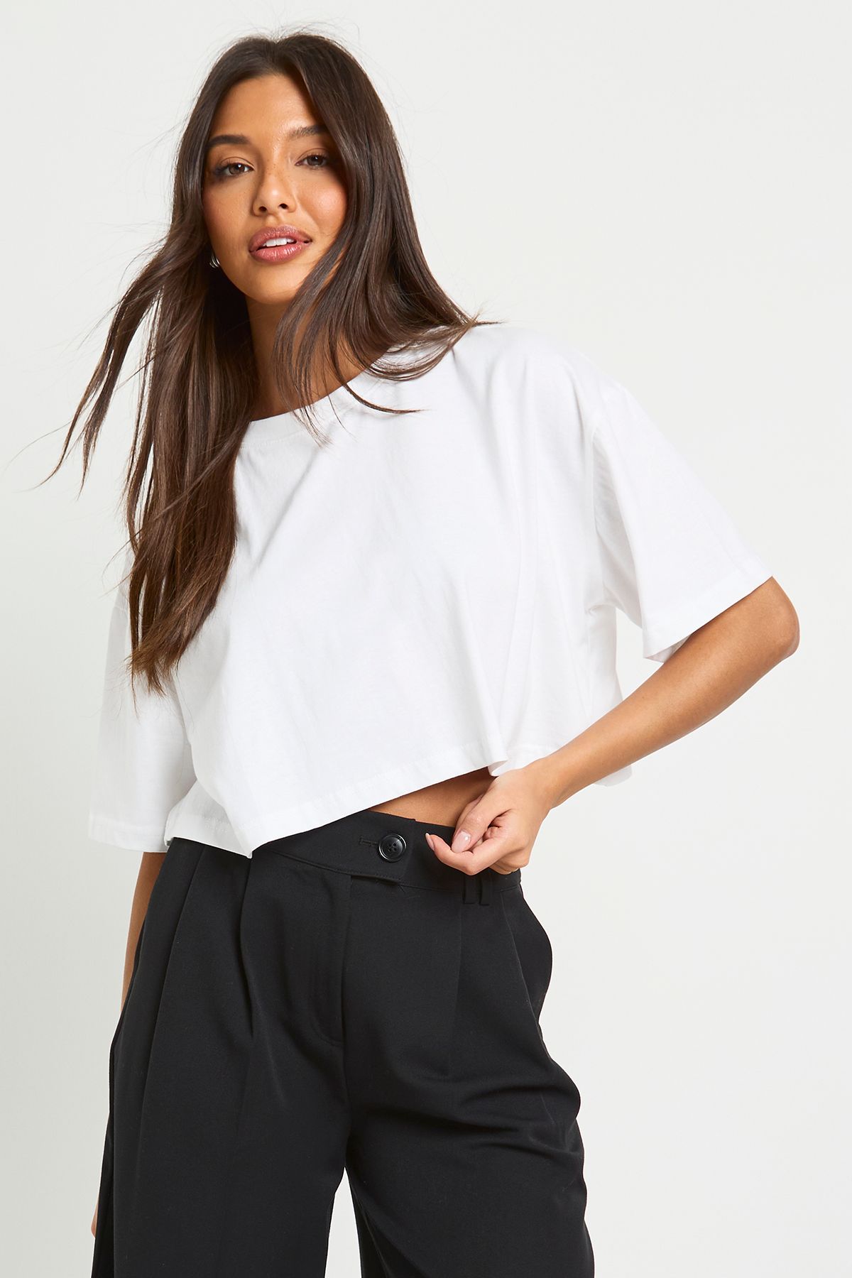 Basic Oversized Boxy Crop T-Shirt - Image 4