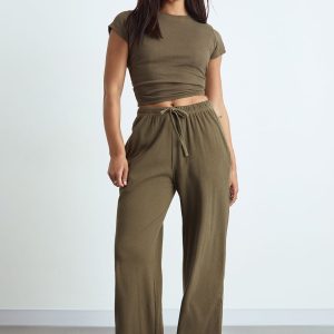 Basic Rib Wide Leg Trouser