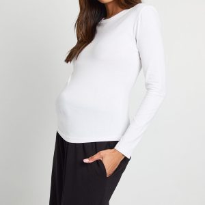 Maternity Basic Long Sleeve Fitted Longline Top