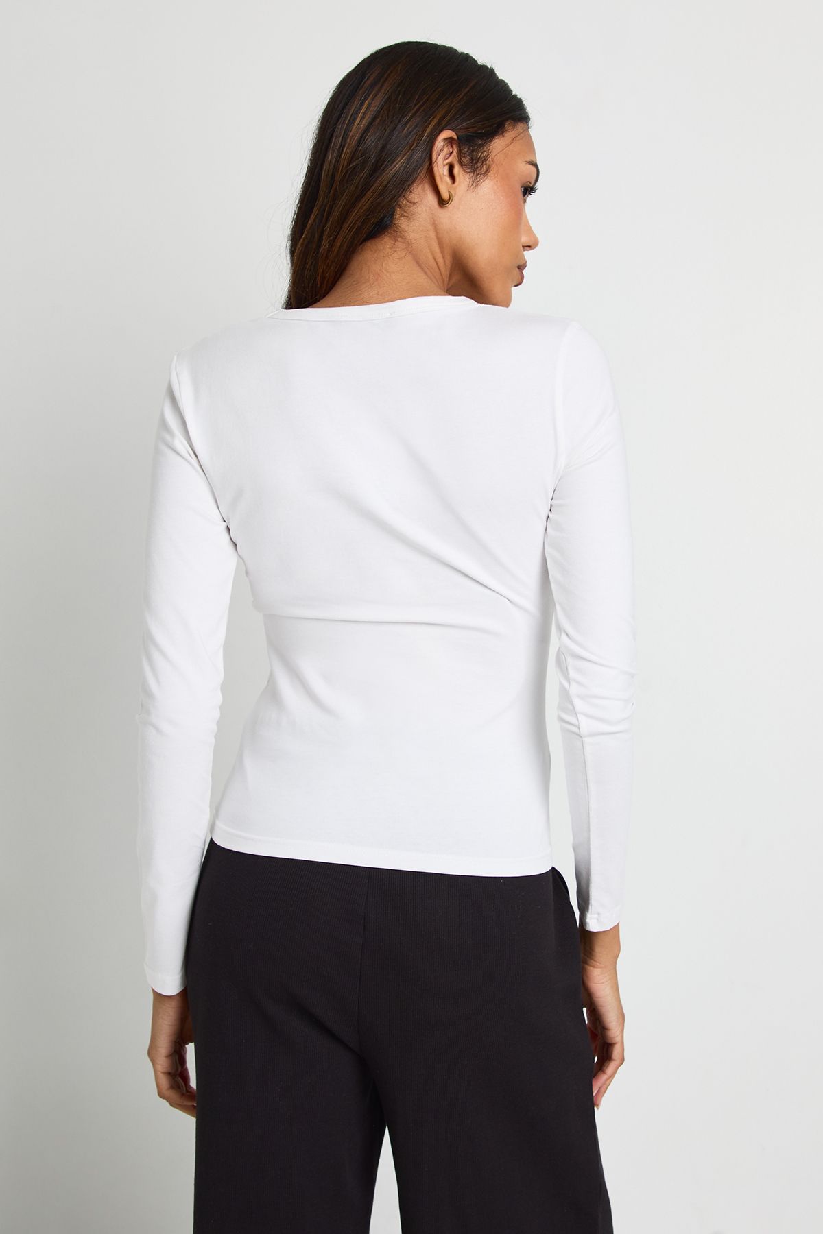 Maternity Basic Long Sleeve Fitted Longline Top - Image 2