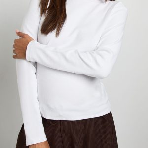 Maternity Basic Rib Long Sleeve Longline Fitted Top