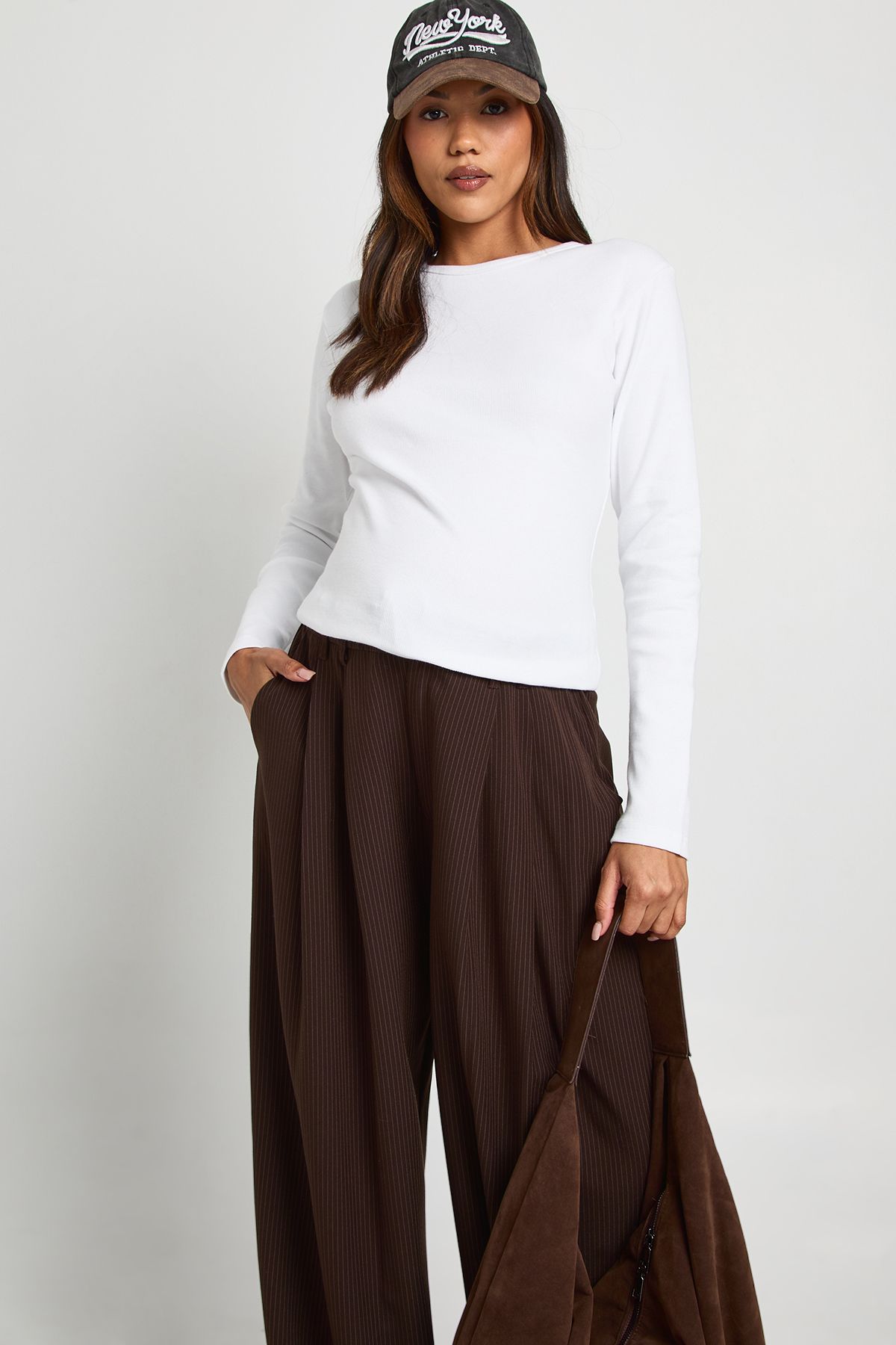 Maternity Basic Rib Long Sleeve Longline Fitted Top - Image 3