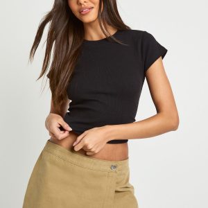 Basic Rib Short Sleeve Fitted Top