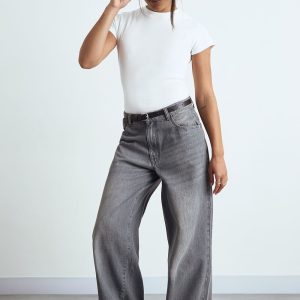 Basic Rib Short Sleeve Longline Fitted Top