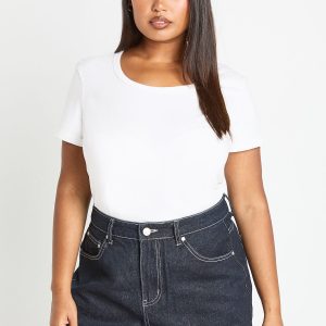 Plus Basic Square Neck Short Sleeve Top