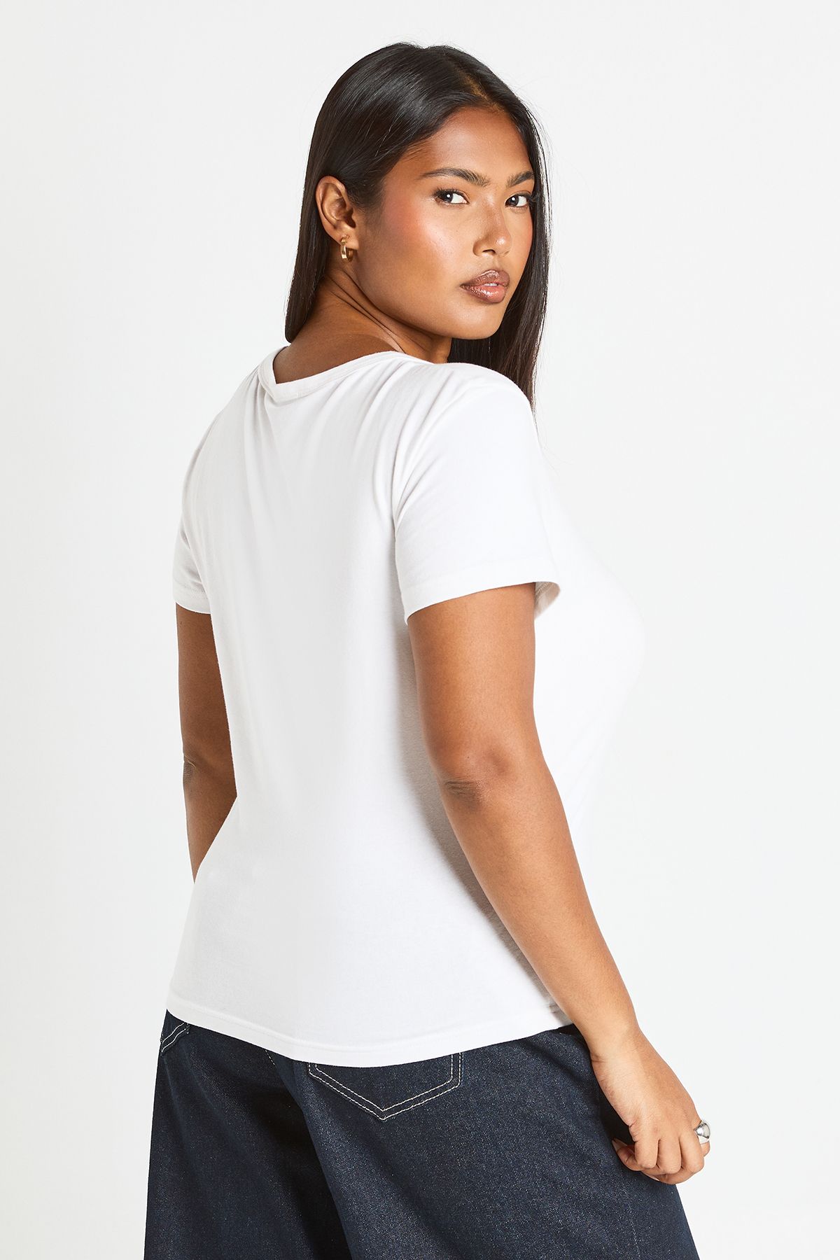 Plus Basic Square Neck Short Sleeve Top - Image 2