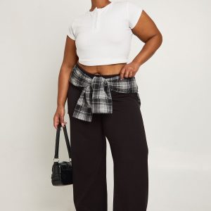 Plus Basic Fold Over Waistband Flared Legging