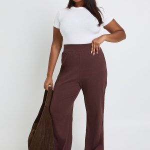 Plus Basic Rib Flared Legging