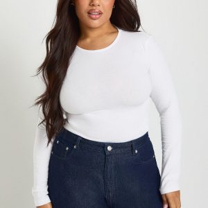 Plus Long Sleeve Crew Neck Bodysuit