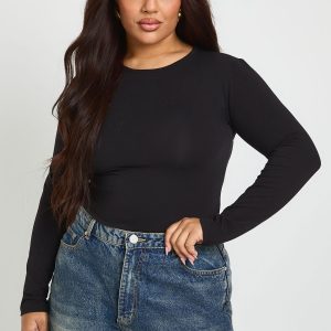 Plus Long Sleeve Crew Neck Bodysuit