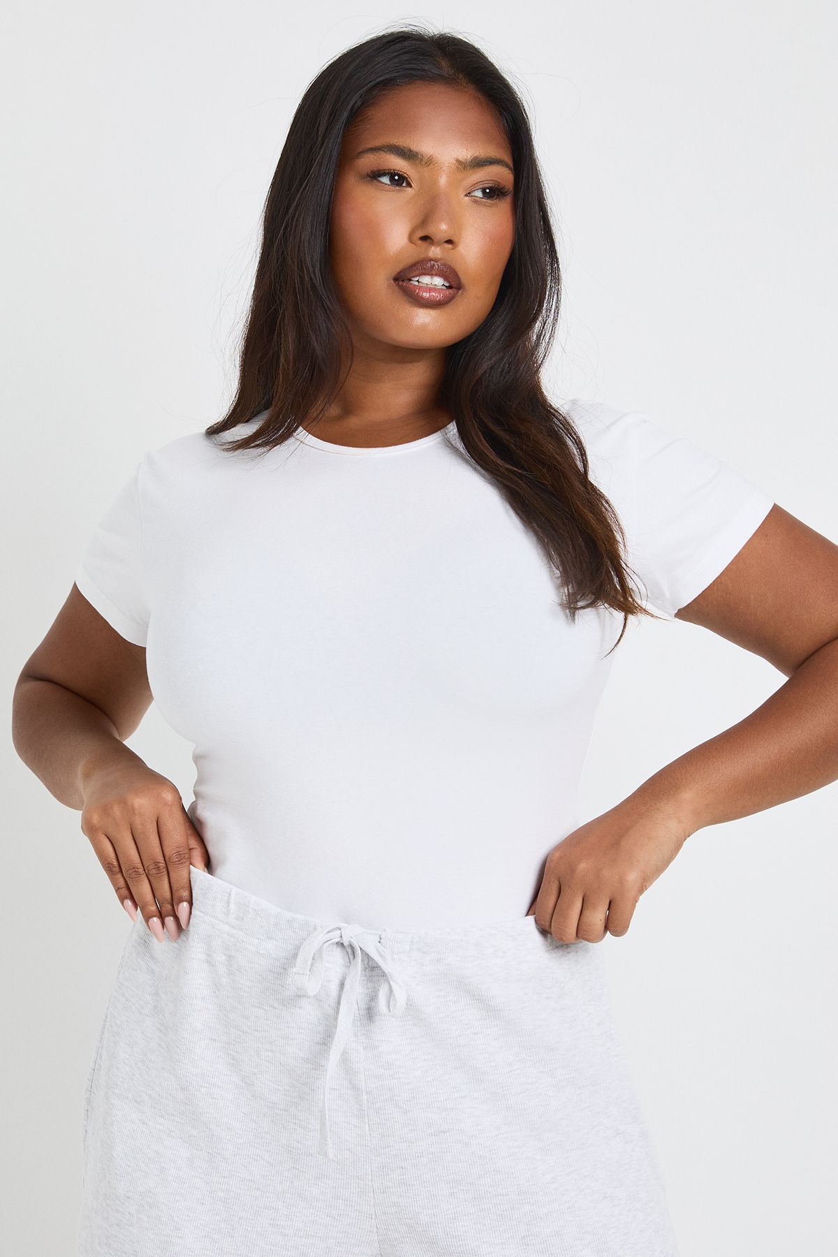Plus Short Sleeve Crew Neck Bodysuit - Image 4