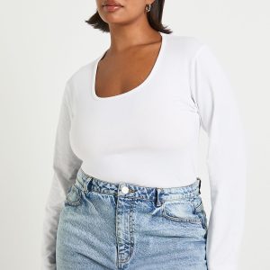 Plus Basic Square Neck Long Sleeve Top