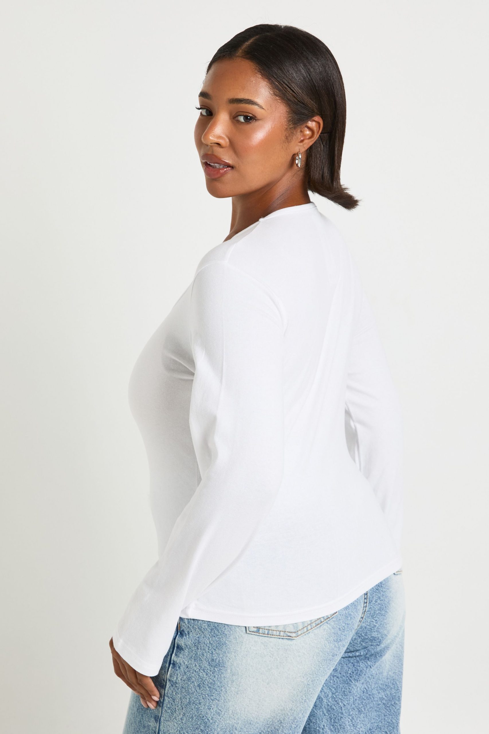 Plus Basic Square Neck Long Sleeve Top - Image 2