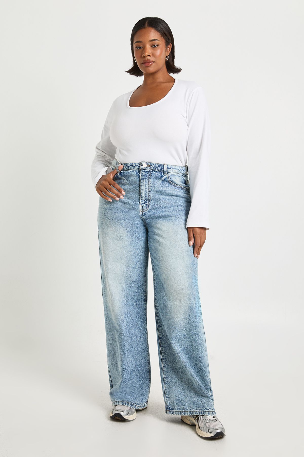 Plus Basic Square Neck Long Sleeve Top - Image 4