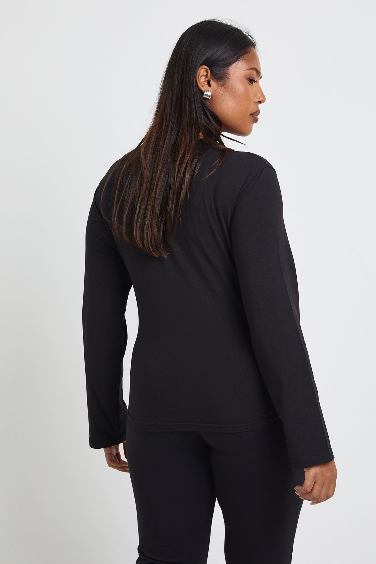 Plus Basic Square Neck Long Sleeve Top - Image 2