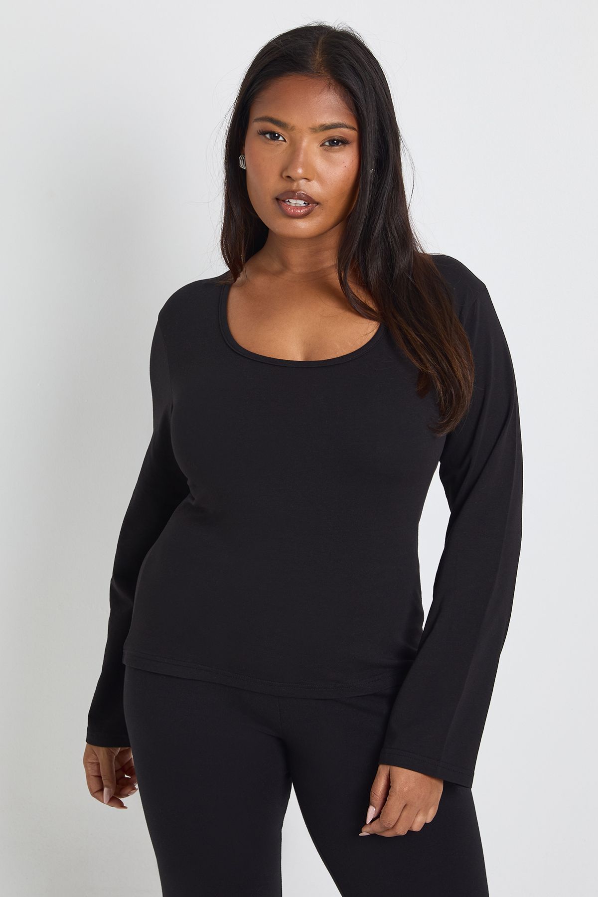 Plus Basic Square Neck Long Sleeve Top - Image 4