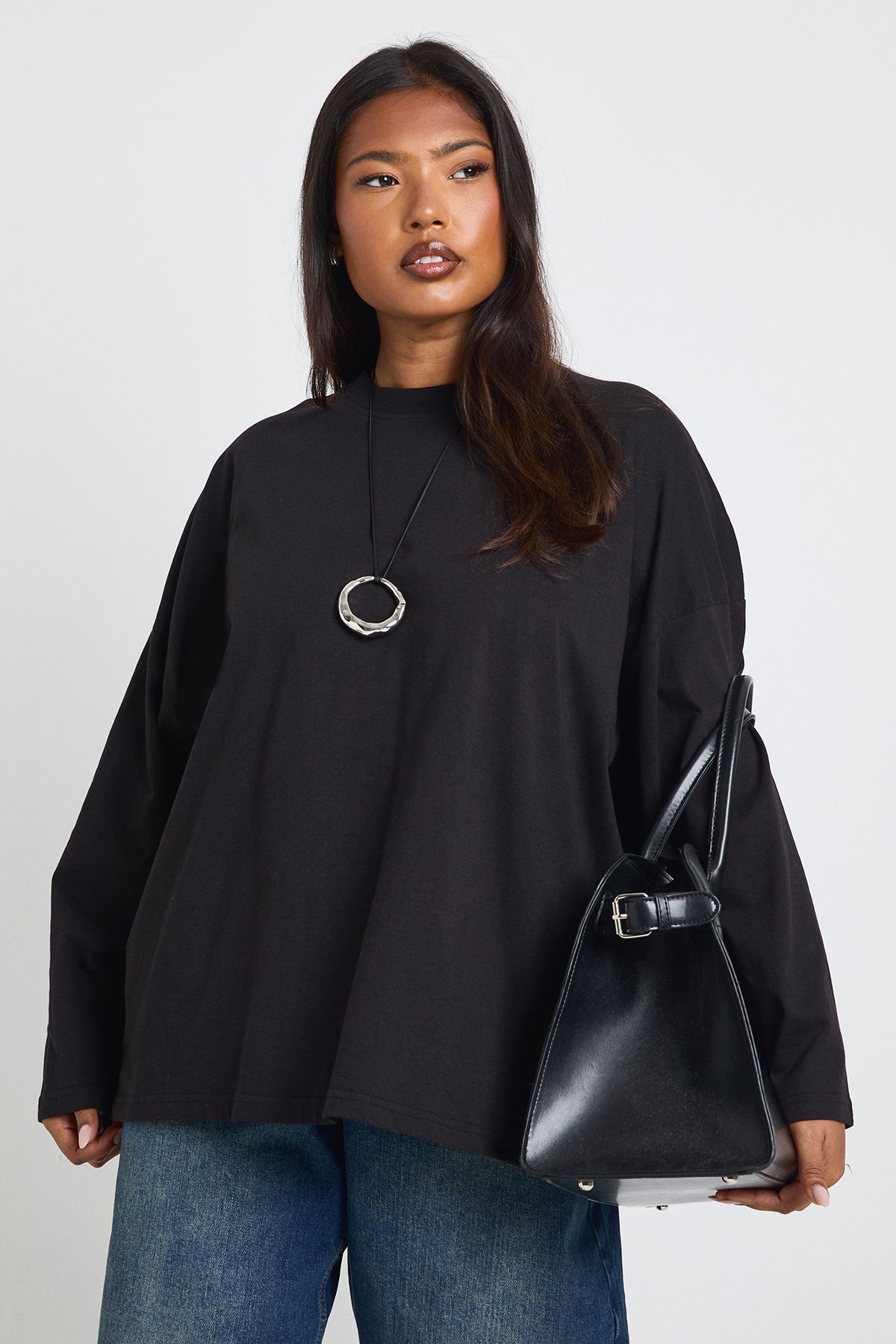 Plus Basic Oversized Long Sleeve T-Shirt
