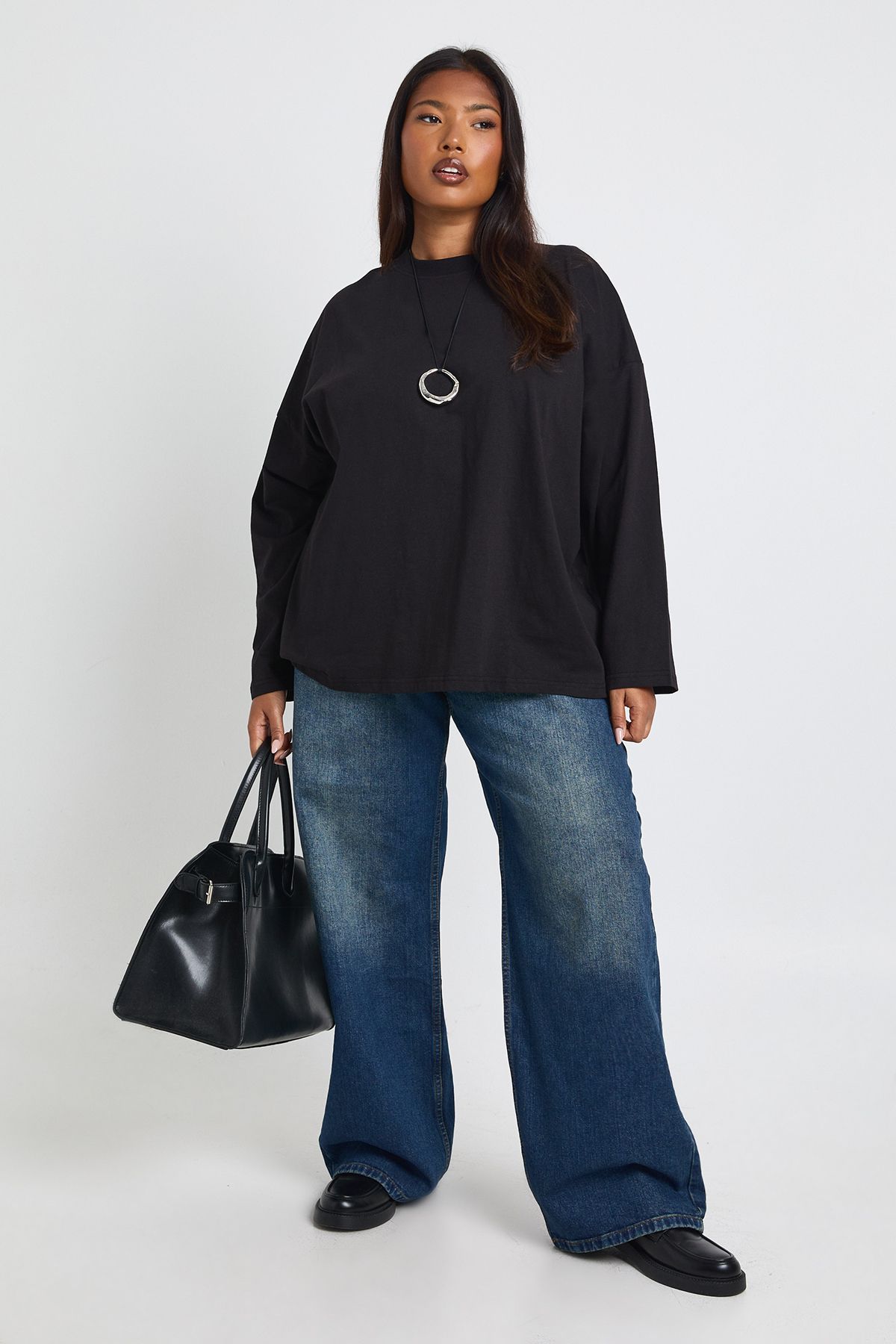 Plus Basic Oversized Long Sleeve T-Shirt - Image 3