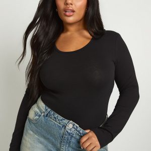 Plus Basic Long Sleeve Scoop Neck Bodysuit