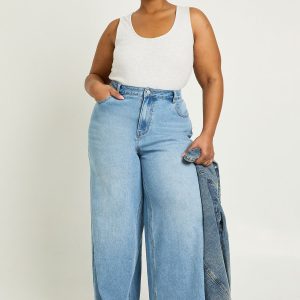 The Plus Mid Waist Wide Leg Jean