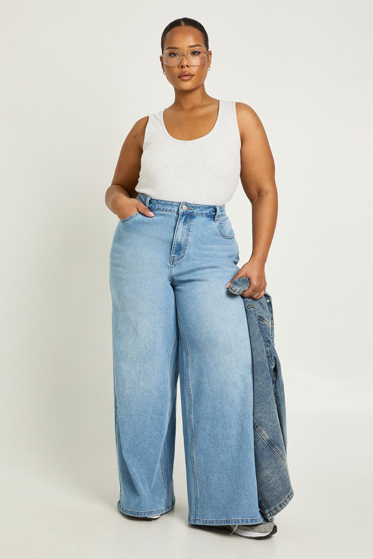 The Plus Mid Waist Wide Leg Jean