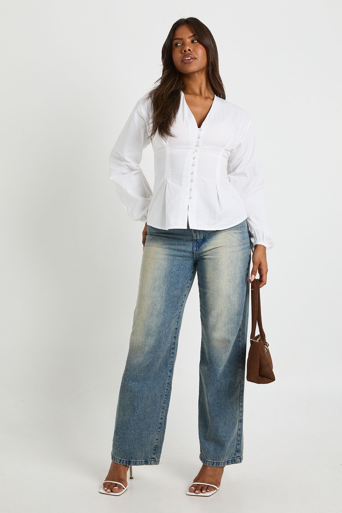 Cotton Poplin Button Down Blouse - Image 3