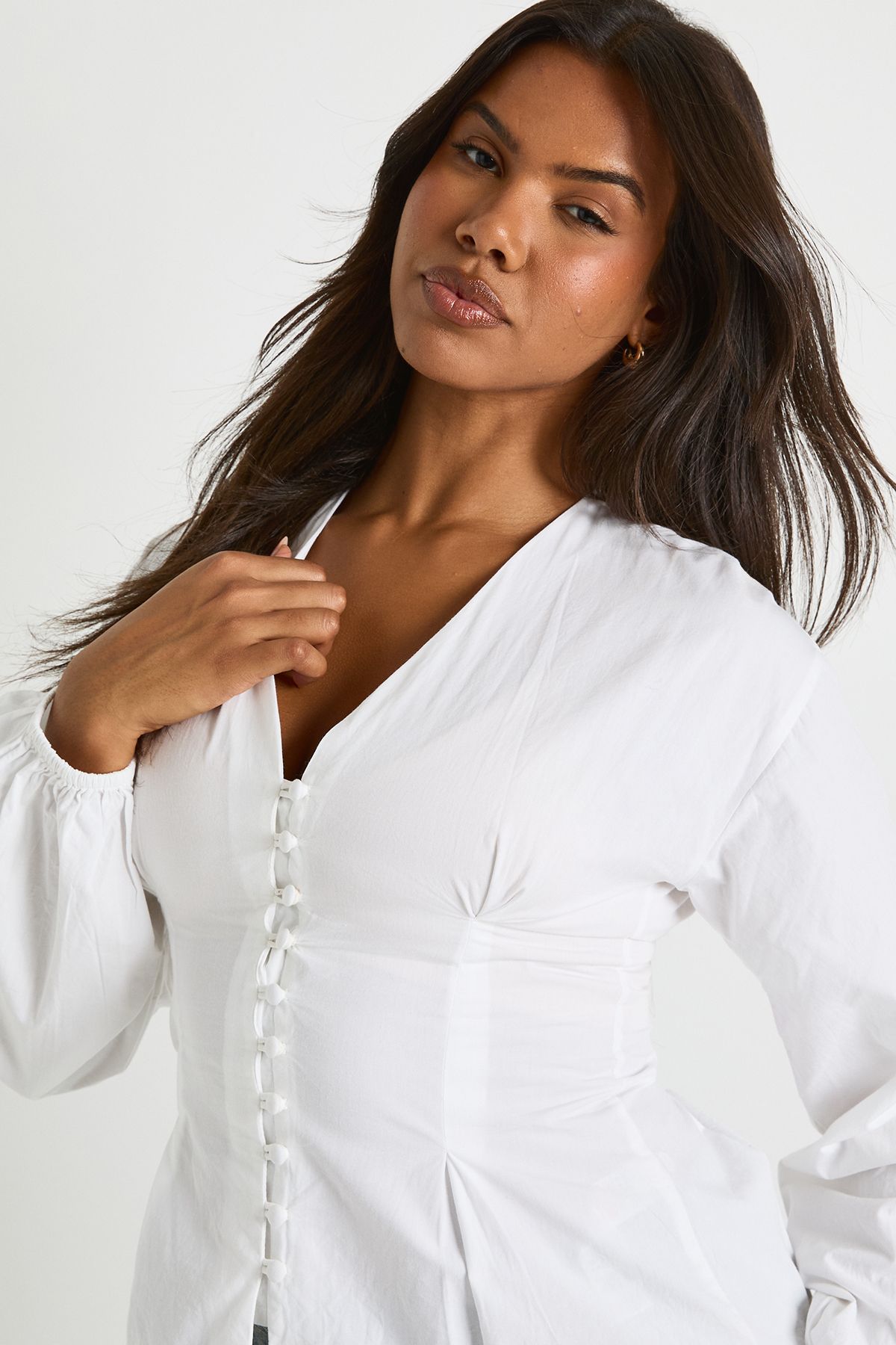 Cotton Poplin Button Down Blouse - Image 4