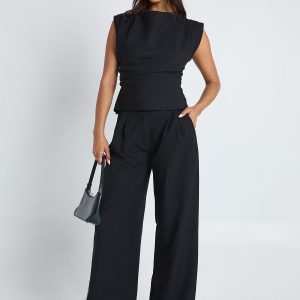 Pleated Cinched Top & Palazzo Trouser Co-ord